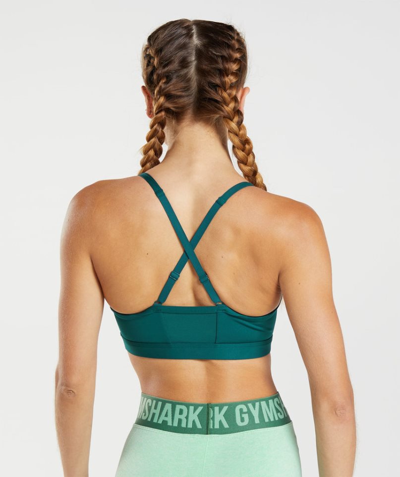 Women's Gymshark Ruched Sports Bra Turquoise | CA D06358